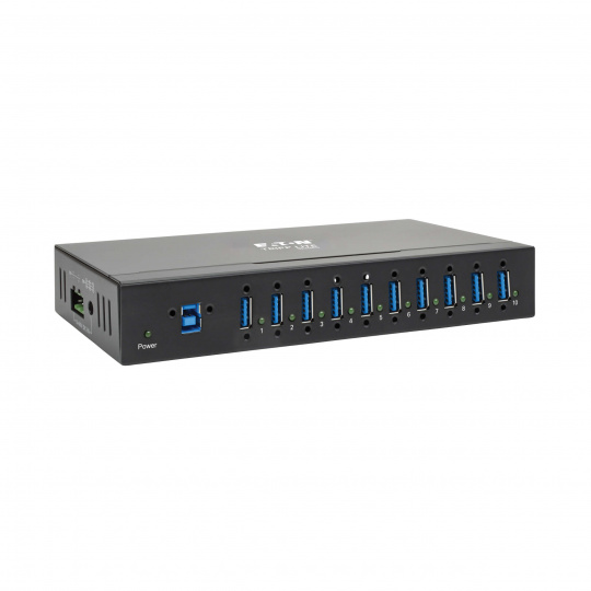 Rozbočovač 10x USB 3, průmyslový, odolnost ESD 20kV, kovové pouzdro, možnost montáže