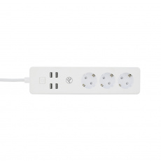 Tellur WiFi Smart Power Strip, 3x zásuvka, 4x USB 4A, 2200W, 10A, 1.8m, bílá