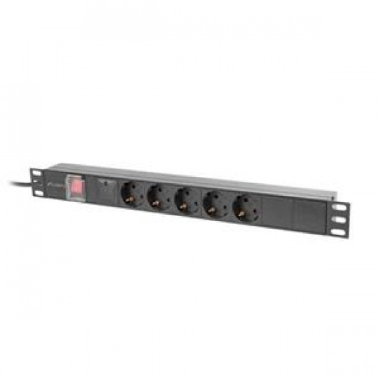 LANBERG NAPÁJECÍ DISTRIBUČNÍ JEDNOTKA (PDU) 19"  1U 16A 2M 5X SCHUKO ZÁSUVKY ČERNÁ