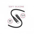 SWISSTEN DATOVÝ KABEL SOFT SILICONE USB-C / USB-C 1,5 M 60W ČERNÝ - pokrčená krabička