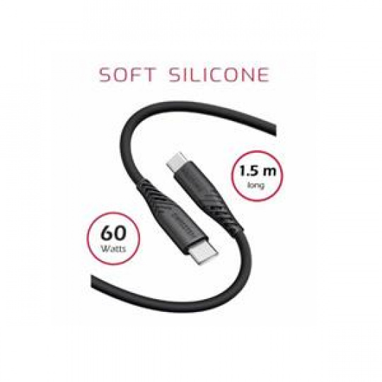 SWISSTEN DATOVÝ KABEL SOFT SILICONE USB-C / USB-C 1,5 M 60W ČERNÝ - pokrčená krabička