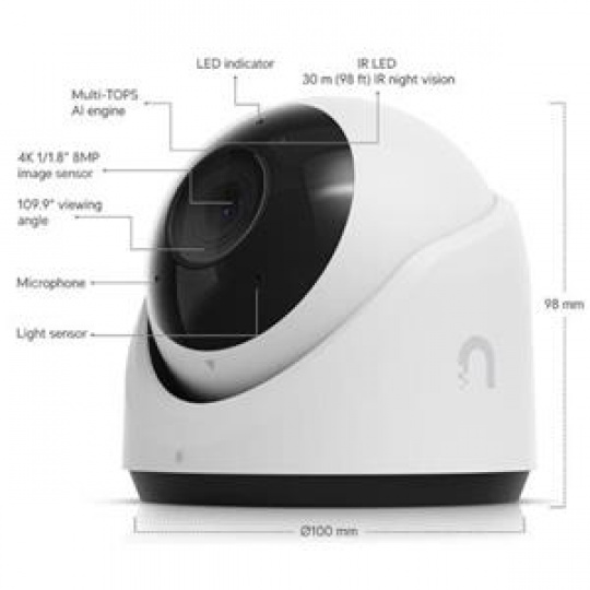 Ubiquiti G6 Turret - UniFi Protect kamera, 8MP, bílá