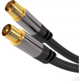PremiumCord TV antenní HQ propojovací kabel M/F 75Ohm (135dB) 4x stíněný 1,5m