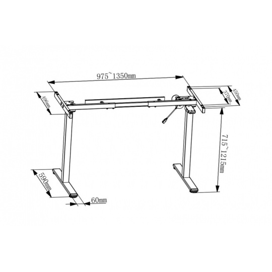 DIGITUS Elektricky výškově nastavitelný rám stolu, jeden motor, 2 úrovně, šedý