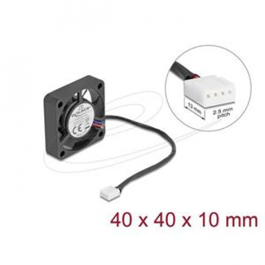 Delock Axiální ventilátor: 12 V DC, 40 x 40 x 10 mm, černý Delock Axiální ventilátor: 12 V DC, 40 x 40 x 10 mm, černý