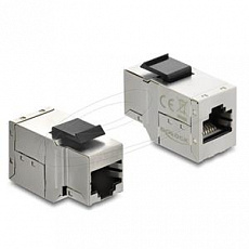 Delock Spojka modulu Keystone ze zásuvky RJ45 na zásuvku RJ45 Cat.6A s černou plastovou západkou, stíněná Delock Spojka modulu Keystone ze zásuvky RJ45 na zásuvku RJ45 Cat.6A s černou plastovou západkou, stíněná