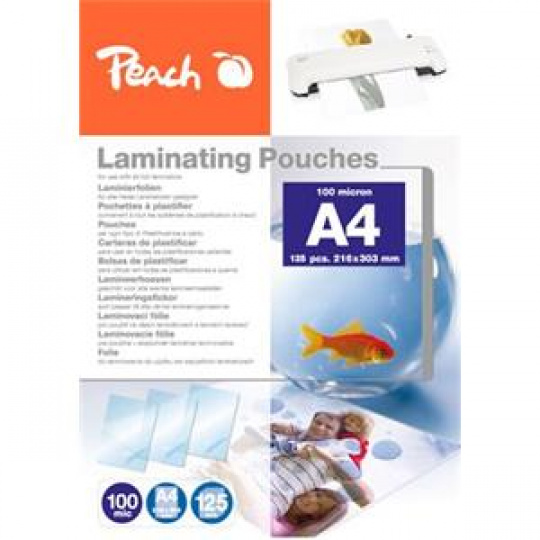 PEACH laminovací folie A4 (216x303mm), 100mic, lesklé, 100 ks + 25ks zdarma