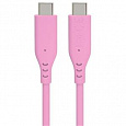 PremiumCord Silikonový kabel s konektory USB-C 60W 480Mbps růžový extra měkký 1,5m