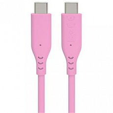 PremiumCord Silikonový kabel s konektory USB-C 60W 480Mbps růžový extra měkký 1,5m