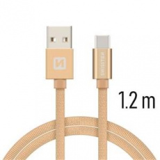 SWISSTEN DATA CABLE USB / USB-C TEXTILE 1,2M GOLD SWISSTEN DATA CABLE USB / USB-C TEXTILE 1,2M GOLD