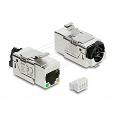 Delock Modul Keystone RJ45, zásuvka Cat.6A, STP, s LED indikací PoE