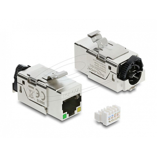 Delock Modul Keystone RJ45, zásuvka Cat.6A, STP, s LED indikací PoE