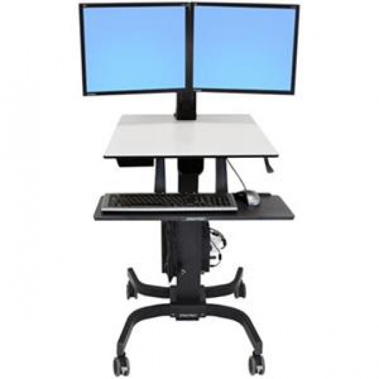 ERGOTRON WorkFit-C, Dual Sit-Stand Workstation,pojízdná nastavitelná prac. stanice, sezení/stání, dva monitory