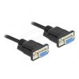 Delock Sériový kabel RS-232 D-Sub 9, ze zásuvky na zásuvku, null modem s krytem - automatické řízení CTS / RTS - 5 m