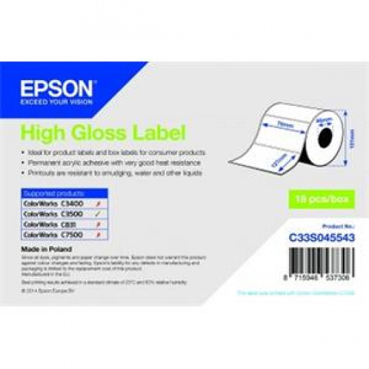 EPSON High Gloss Label - Die-cut Roll: 76mm x 127mm, 250 labels