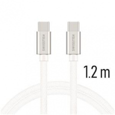 SWISSTEN DATA CABLE USB-C / USB-C TEXTILE 1,2M SILVER SWISSTEN DATA CABLE USB-C / USB-C TEXTILE 1,2M SILVER