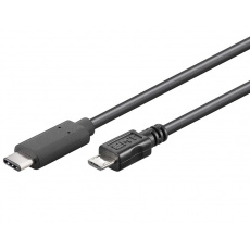 PremiumCord USB-C/male - USB 2.0 Micro-B/Male, černý, 0,6m