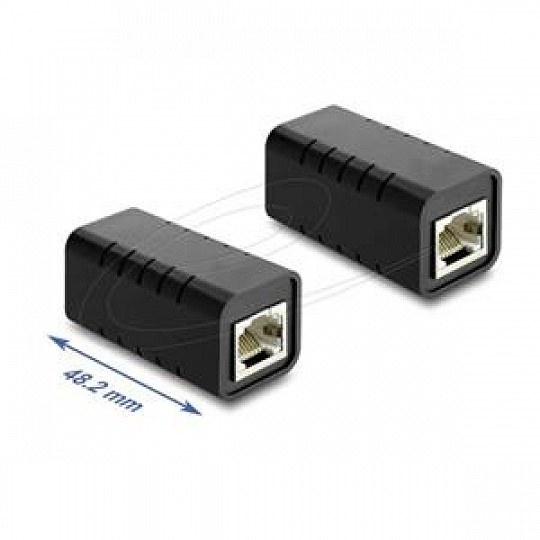 Delock Spojka ze zásuvky RJ45 na zásuvku Cat.6 A, stíněná, černá Delock Spojka ze zásuvky RJ45 na zásuvku Cat.6 A, stíněná, černá
