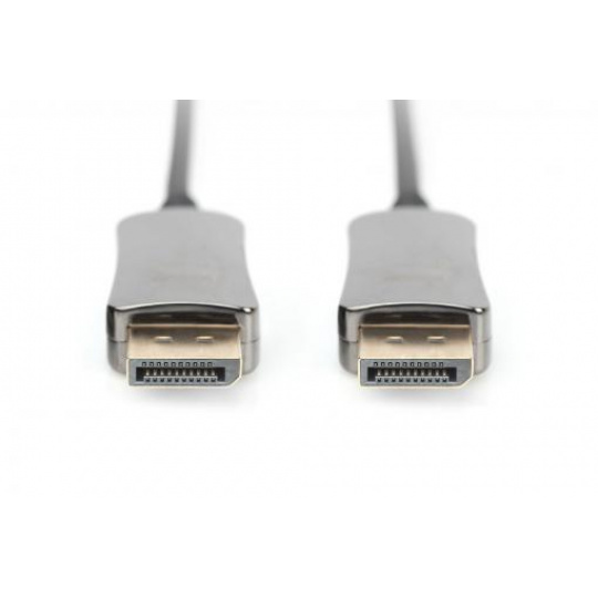 Digitus DisplayPort AOC hybridní připojovací kabel M/M, 10m, UHD 8K@60Hz, CE, zlato, bl