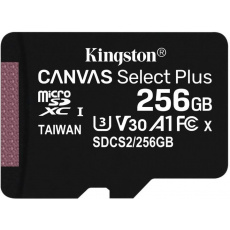 256GB microSDXC Kingston Canvas Select Plus  A1 CL10 100MB/s bez adapteru