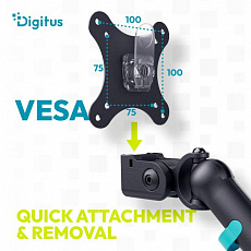 Digitus držák na dva monitory 2x 35"/10 kg, mechanická pružina, VESA: 75x75, 100x100, černý