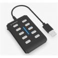 GEMBIRD 10portový USB 2.0 rozbočovač, černý