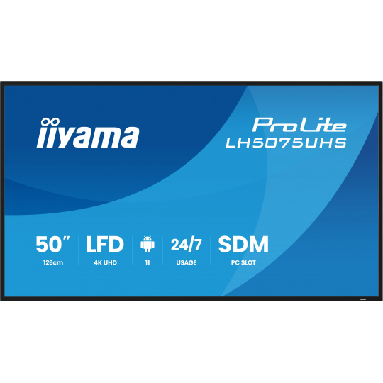 50" iiyama LH5075UHS-B2AG:VA,4K UHD,Android,24/7 50" iiyama LH5075UHS-B2AG:VA,4K UHD,Android,24/7