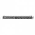 DIGITUS Professional Aluminium outlet strip with removable overvoltage protection and line filter, 7 safety outlets, 2 m supply sa