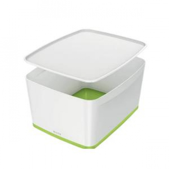 LEITZ Úložný box s víkem  MyBox, velikost L, bílá/zelená