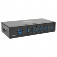 Rozbočovač 7x USB 3, průmyslový, odolnost ESD 20kV, kovové pouzdro, možnost montáže