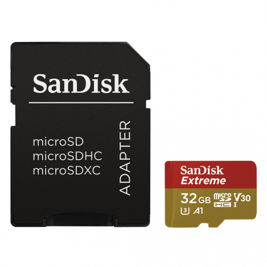 SanDisk Extreme/micro SDHC/32GB/100MBps/UHS-I U3 / Class 10/+ Adaptér