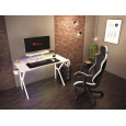 Genesis herní stůl Holm 320, RGB podsvícení, bílý, 120x60cm, 3xUSB 3.0, bezdrátová nabíječka