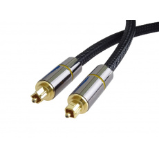 PremiumCord Optický audio kabel Toslink, OD:7mm, Gold-metal design + Nylon 2m