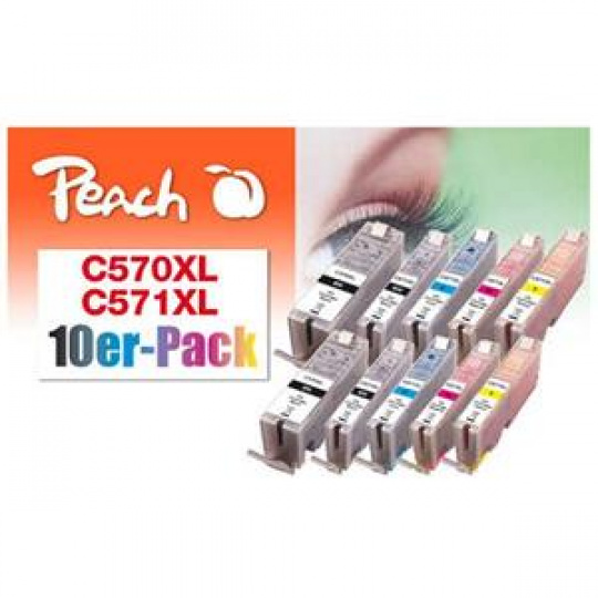 PEACH kompatibilní cartridge Canon PGI-570XL/CLI-571XL Combi pack (10) 8x13 ml,2x Black, 2xCyan,2xMagenta,2xYellow,2xBlack 2x23 ml