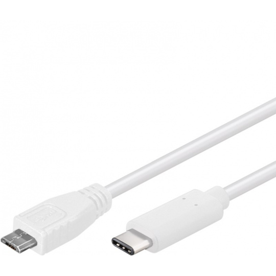 PremiumCord USB-C/male - USB 2.0 Micro-B/Male, bílý, 0,6m