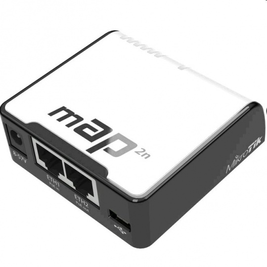 Router Mikrotik RBmAP2nD RouterOS L4, 2xLAN, plast. krabice, napájecí adaptér