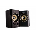 Reproduktory C-TECH SPK-11, dřevěné, konfigurace 2.0, Stereo, výkon 5W, černé se zlatými prvky