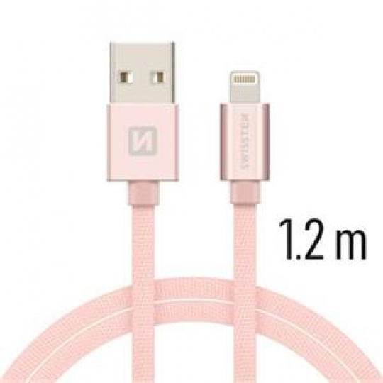 SWISSTEN DATA CABLE USB / LIGHTNING TEXTILE 1,2M PINK