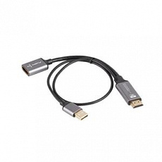 Lanberg HDMI(M)->DISPLAYPORT(F) ADAPTER 4K ON CABLE 20CM SILVER Lanberg HDMI(M)->DISPLAYPORT(F) ADAPTER 4K ON CABLE 20CM SILVER