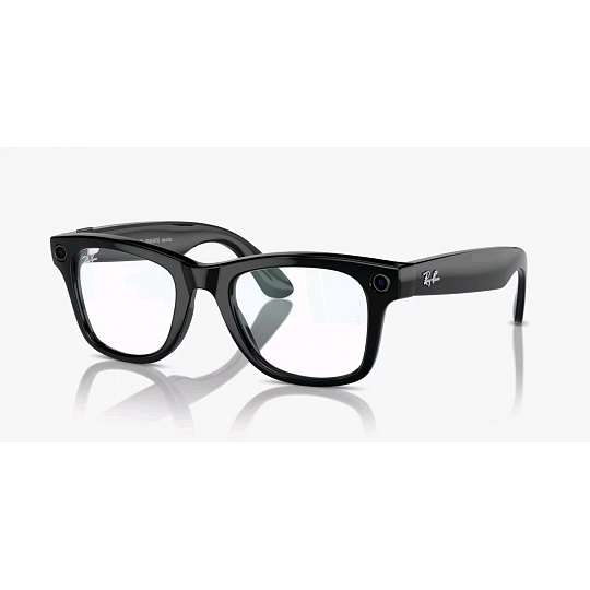 Meta Ray-Ban Gen1 Wayfarer, Shiny Black, Clear (Large)
