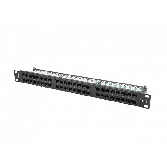 PATCH PANEL 48 PORTŮ 1U 19" CAT.6 UTP ČERNÝ LANBE