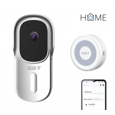 iGET HOME Doorbell DS1 White + CHS1 White - WiFi bateriový videozvonek, set s reproduktorem, CZ app