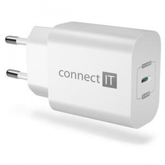 CONNECT IT Voyager2 nabíjecí adaptér 1×USB-C, 25W PD, BÍLÝ