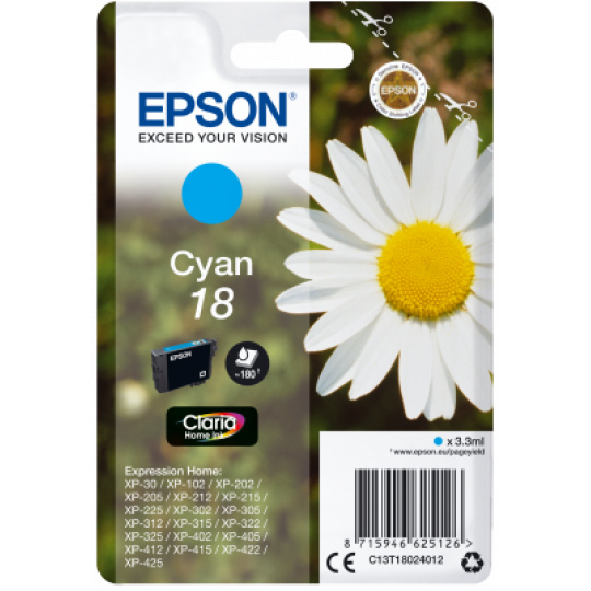 Epson Singlepack Cyan 18 Claria Home Ink