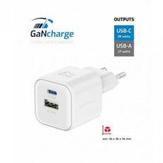 SWISSTEN SÍŤOVÝ ADAPTÉR GaN 1x USB-C 35W PD + 1x USB-A 27W QC BÍLÝ SWISSTEN SÍŤOVÝ ADAPTÉR GaN 1x USB-C 35W PD + 1x USB-A 27W QC BÍLÝ