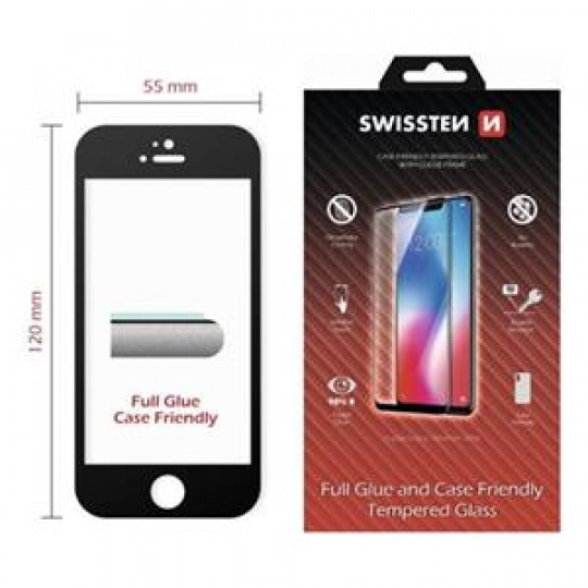 SWISSTEN OCHRANNÉ SKLO CASE FRIENDLY APPLE IPHONE 5/SE 2016 CERNÉ