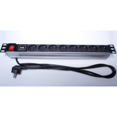 PremiumCord Panel napájecí 1U do 19" racku, 8x230V, přepěťová ochrana, 2m kabel, vypínač PremiumCord Panel napájecí 1U do 19" racku, 8x230V, přepěťová ochrana, 2m kabel, vypínač