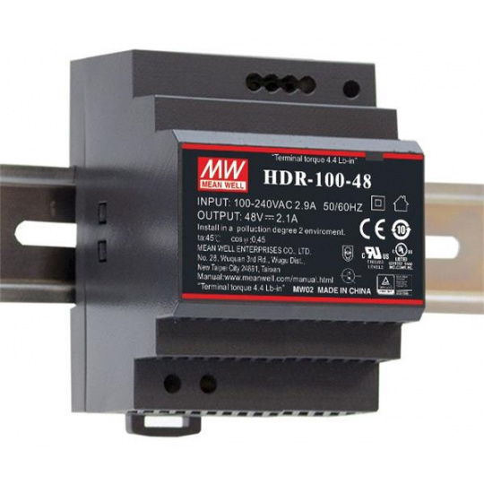 MEANWELL - HDR-100-24 - Průmyslový napájecí spínaný zdroj 24V 100W na DIN