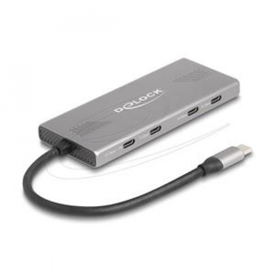 Delock 7portový USB Hub 10 Gb/s se 4 x USB Type-C samice a 3 x USB Type-A samice s PD 80 W