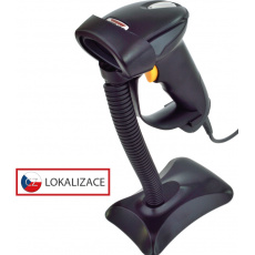 CCD čtečka Virtuos HT-310A, dlouhý dosah, USB (klávesnice/RS-232 emulace), stojánek, černá